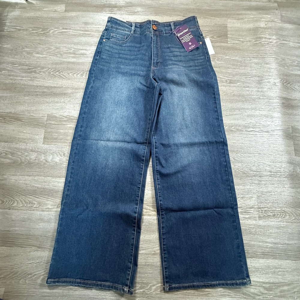 Gloria Vanderbilt Shape Effect Tummy Sculpt Wide Leg Jeans Nova Scotia Blue 10